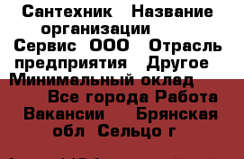 Сантехник › Название организации ­ Aqua-Сервис, ООО › Отрасль предприятия ­ Другое › Минимальный оклад ­ 50 000 - Все города Работа » Вакансии   . Брянская обл.,Сельцо г.